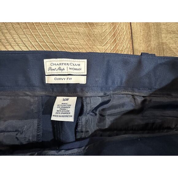 NWT Charter Club Curvy Fit Tummy Slimming Slim Leg Ankle Navy Blue Pants Size 16 - Picture 3 of 12